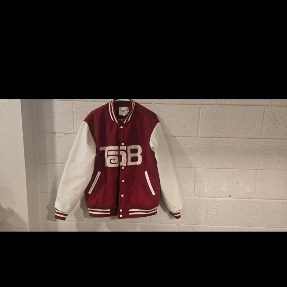 Men's Red and White Varsity Jacket